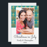 Christmas in July Pineapple Photo Card<br><div class="desc">Australian Christmas in July Faux Foil Gold and Blue Pineapple Christmas Sea Blue Photo Card. This Hawaiian Christmas photo card is perfect for a tropical Family Christmas Card.</div>