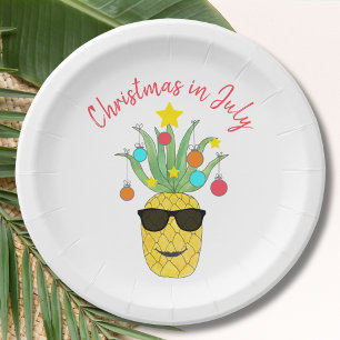 Christmas in July Pineapple Tropical Holiday  Paper Plates