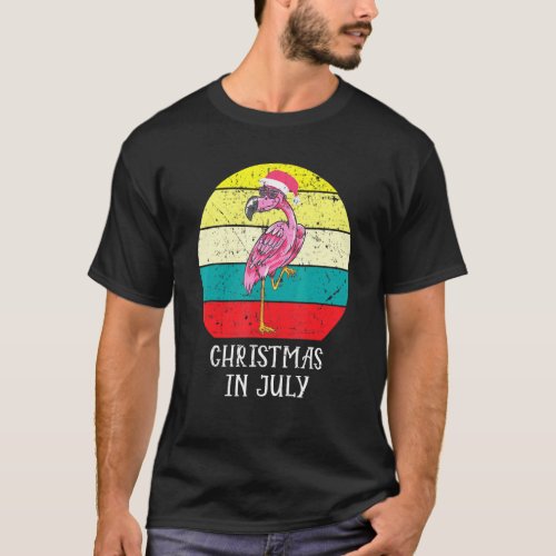 Christmas In July Pink Flamingo In Santa Hat Men_W T_Shirt