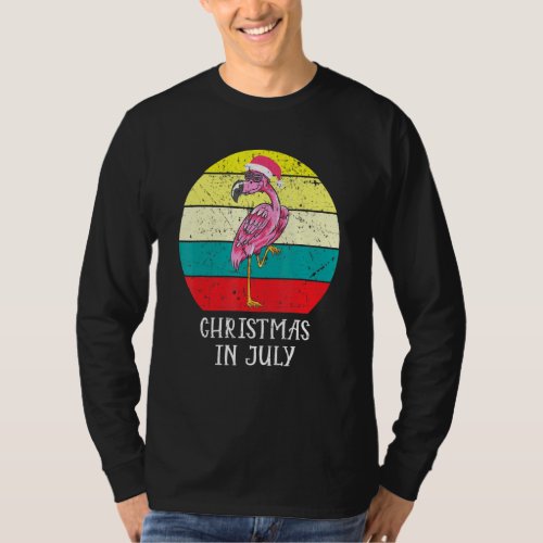 Christmas In July Pink Flamingo In Santa Hat Men_W T_Shirt