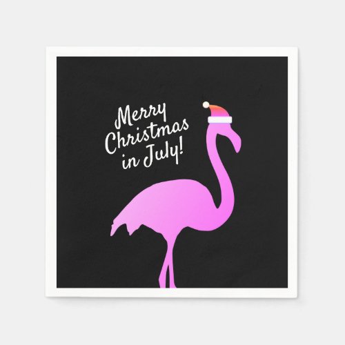 Christmas in July pink flamingo Santa Claus party Napkins