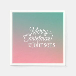 Christmas in July Pink Green Ombre Party Napkins