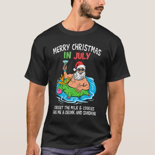 Christmas In July Pool Fun Party Santa  Summer Vac T_Shirt