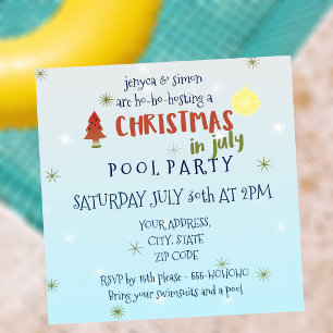 Christmas in July Pool Party Invitation
