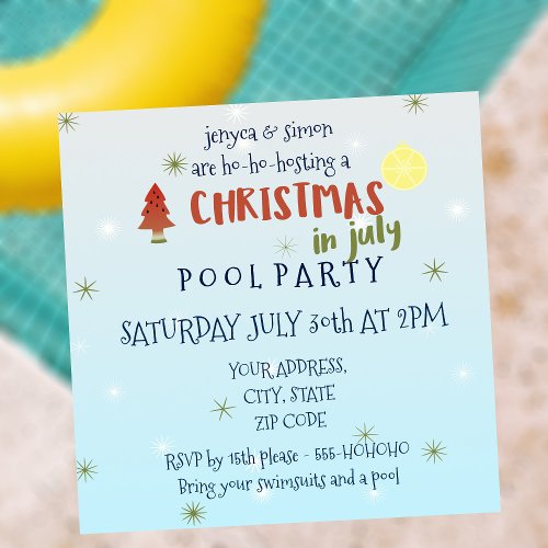 Christmas in July Pool Party Invitation