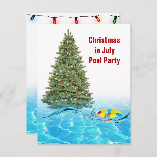 Christmas In July Pool Party Invitation (Front/Back)