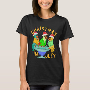 Christmas In July Pool Party Parrot Bird Funny Dri T-Shirt