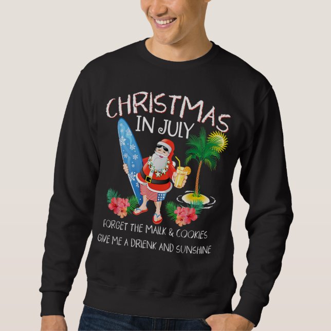 Christmas In July Pool Party Santa Sweatshirt (Front)