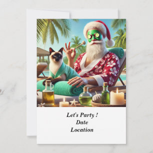 Christmas in July Pool Party with Santa Claus Invi Invitation