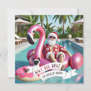 Christmas in July Pool Party with Santa Claus Invi Save The Date