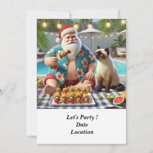 Christmas in July Pool Party with Santa Claus Invitation
