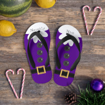 Christmas in July Purple Naughty or Nice Festive Kid's Flip Flops