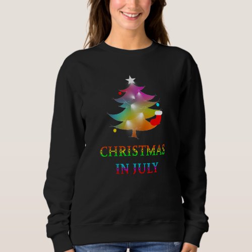 Christmas In July Rainbow Christmas Tree Sweatshirt