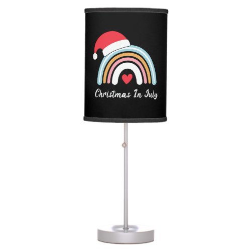 Christmas in July Rainbow Santa Hat Table Lamp