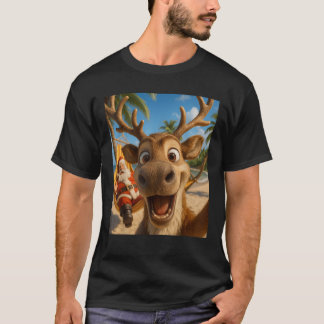 Christmas in July Reindeer Selfie Santa Boys Kids T-Shirt