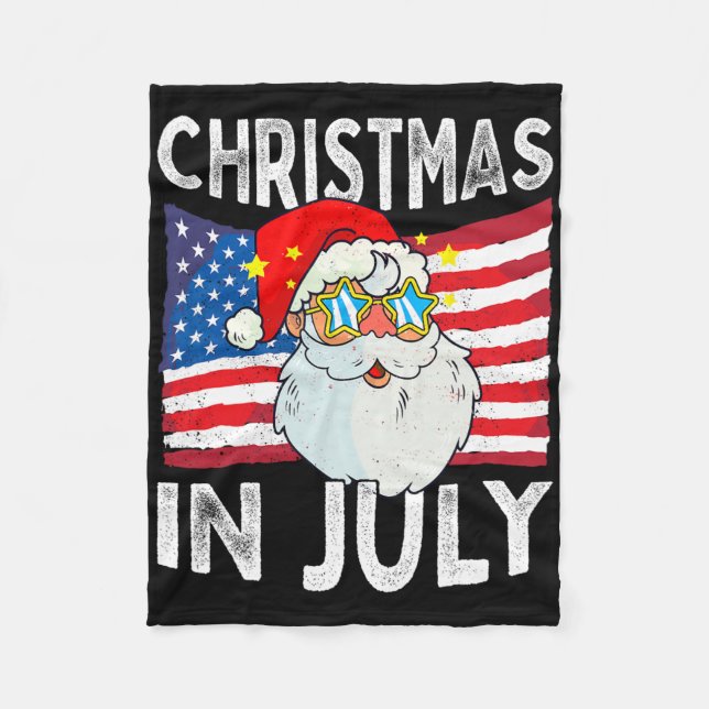Christmas In July Retro Hipster Funny Santa Men Wo Fleece Blanket (Front)