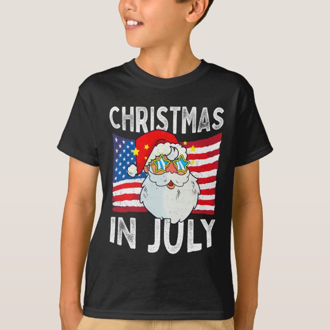Christmas In July Retro Hipster Funny Santa Men Wo T-Shirt (Front)