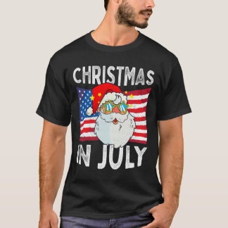 Christmas In July Retro Hipster Funny Santa Men Wo T-Shirt