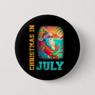 Christmas In July Santa Beach Summer Summer Button