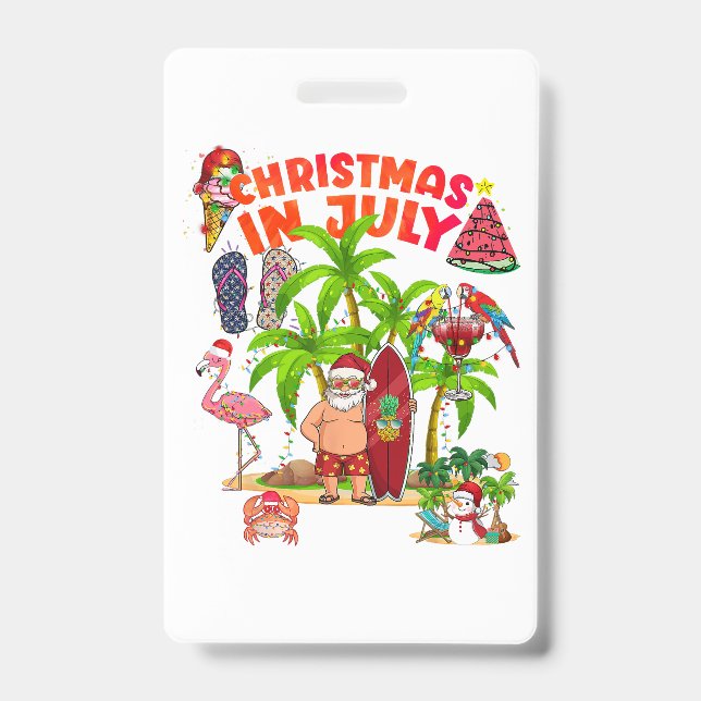 Christmas In July Santa Beach Summer Summer T-Shir Badge (Front)