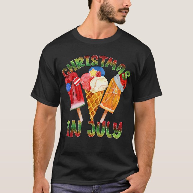 Christmas In July Santa Beach Summer With Gnomies  T-Shirt (Front)