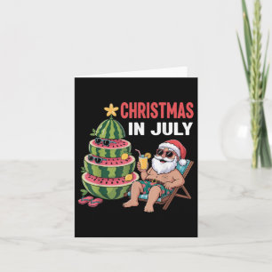 Christmas In July Santa Beach Watermelon Kids Todd Card