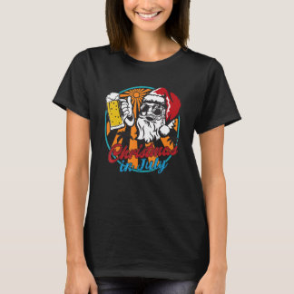 Christmas In July Santa Beer Palm Tree Beach Summe T-Shirt