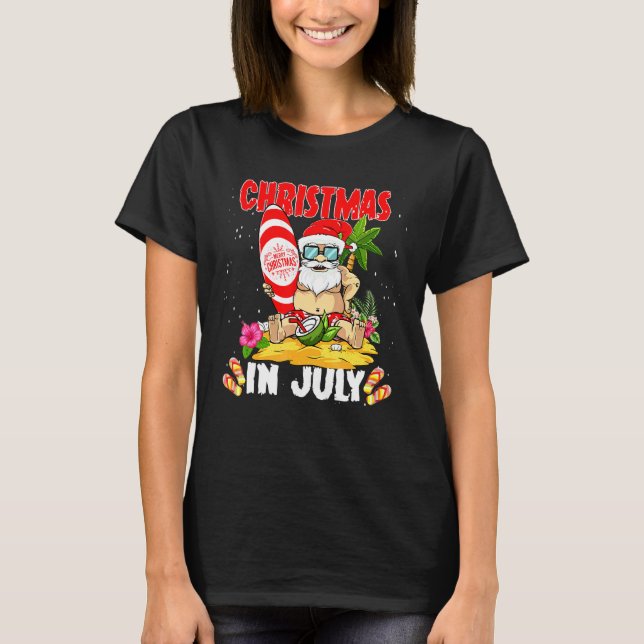 Christmas In July Santa Claus Beach Summer 1 T-Shirt (Front)