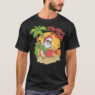 Christmas In July Santa Claus Beach Summer Solstic T-Shirt