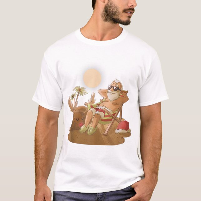 Christmas in july santa claus hawaiian x-mas tropi T-Shirt (Front)