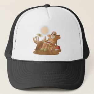 Christmas in July santa claus hawaiian x-mas tropi Trucker Hat