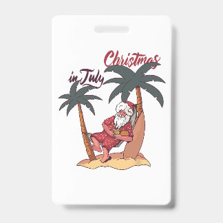 Christmas In July Santa Claus Patriotic USA Sungla Badge