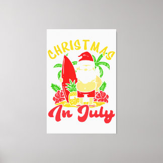 Christmas In July Santa Claus Patriotic USA Sungla Canvas Print
