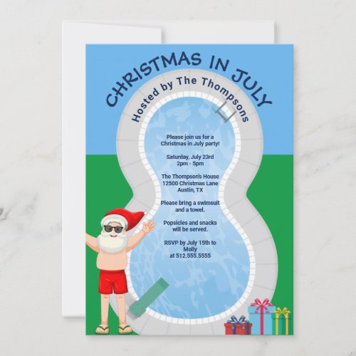 Christmas in July Santa Claus Summer Pool Party