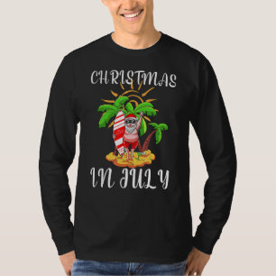 Christmas In July Santa Claus Surfing  Summer Hawa T-Shirt