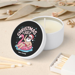 Christmas in July Santa Flamingo Funny Summer Xmas Mini Candle Favors