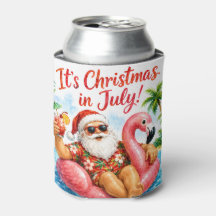 Christmas In July Santa Flamingo Hawaiin Fun
