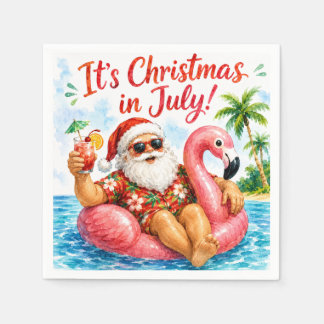 Christmas In July Santa Flamingo Hawaiin Fun Napkins