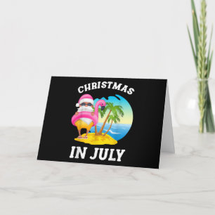 Christmas In July Santa Flamingo Pool Summer Card