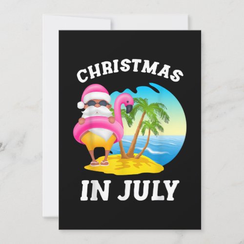 Christmas In July Santa Flamingo Pool Summer Invitation