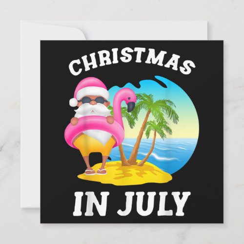 Christmas In July Santa Flamingo Pool Summer Invitation