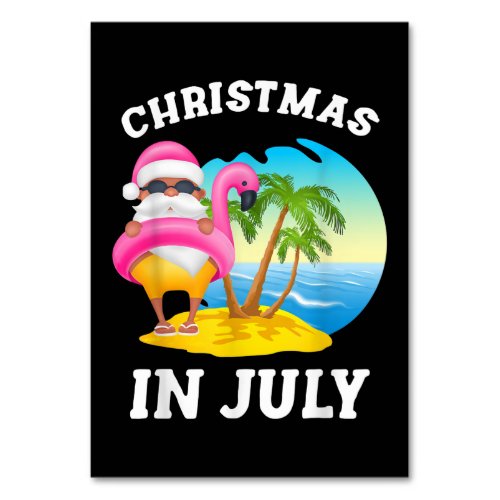 Christmas In July Santa Flamingo Pool Summer Table Number