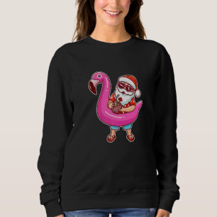 Christmas In July  Santa Flamingo Summer Hawaiian  Sweatshirt