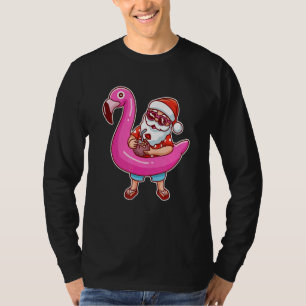 Christmas In July Santa Flamingo Summer Hawaiian T-Shirt
