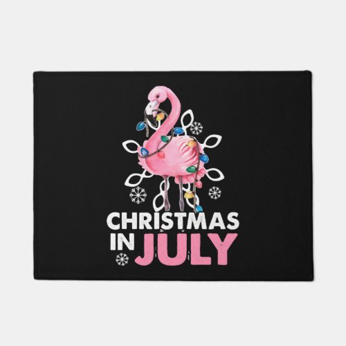 Christmas In July Santa Flamingo Summer Xmas Gift Doormat