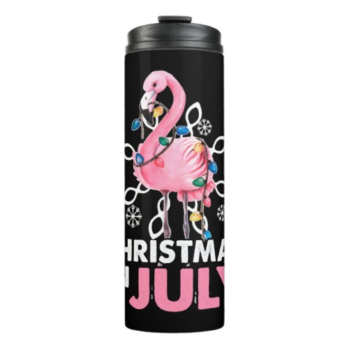 Christmas In July Santa Flamingo Summer Xmas Gift Thermal Tumbler