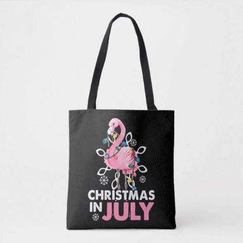 Christmas In July Santa Flamingo Summer Xmas Gift Tote Bag