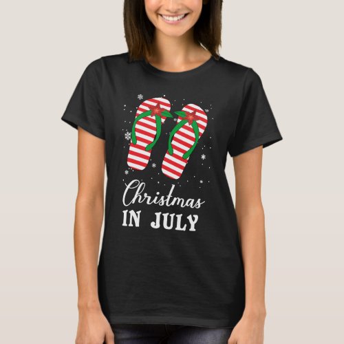 Christmas In July Santa Flip Flop Summer Xmas T_Shirt