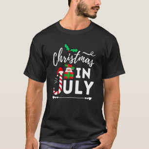 Christmas In July Santa Hat  Hawaiian Beach Summer T-Shirt