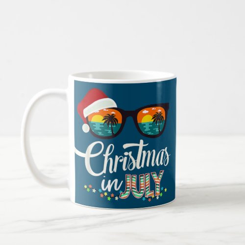 Christmas in July Santa Hat Sunglasses Hawaii Coffee Mug